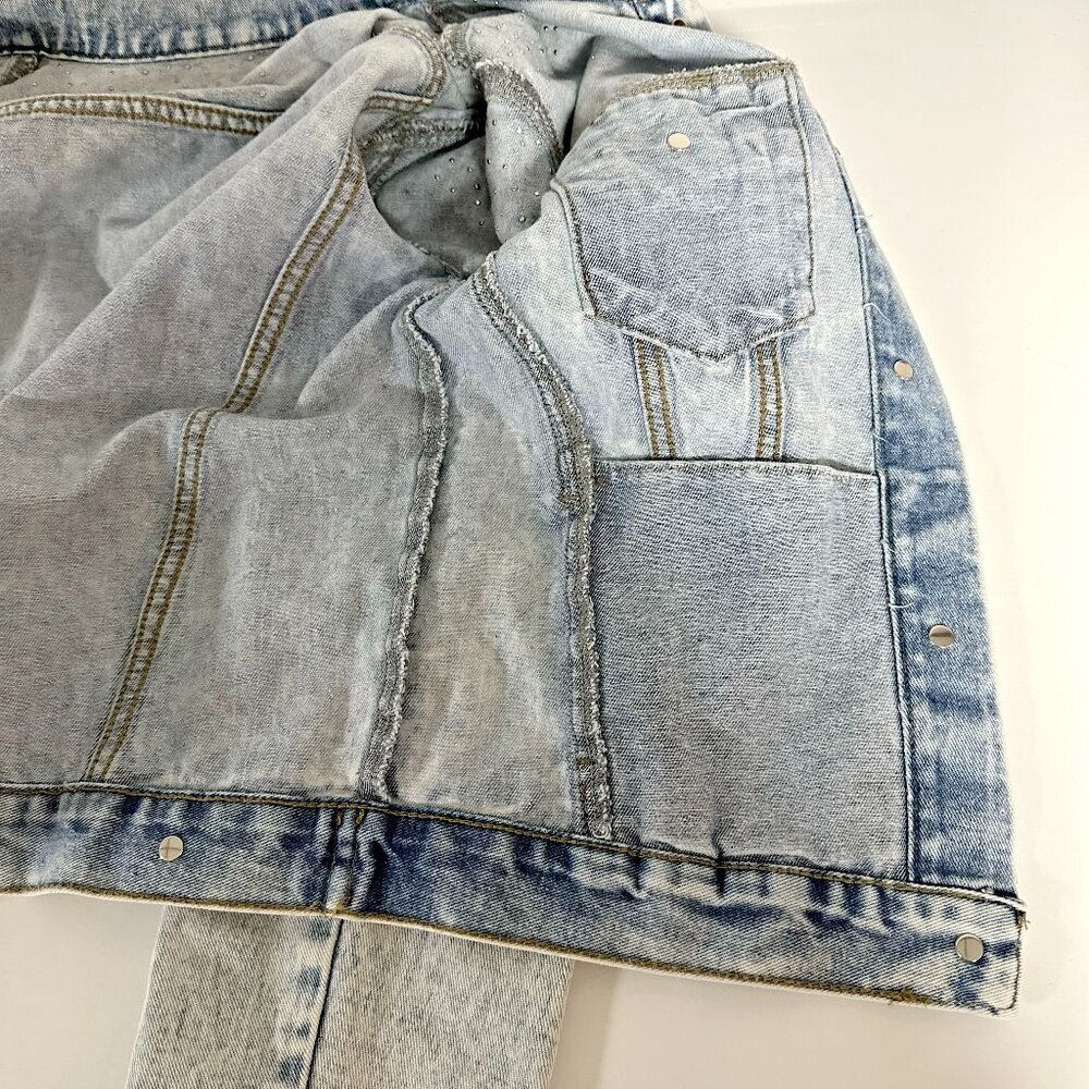 Pearls Beaded Denim Jacket - Picture 6 of 9